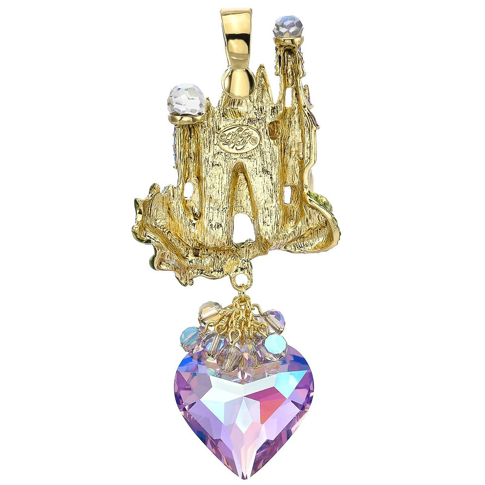 Thumbnail: Kirks Folly Dragon Heart Crystal Castle Foldover Pendant - goldtone