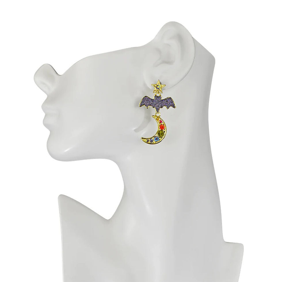 Thumbnail: KIRKS FOLLY Mooning Bats Pierced Earrings goldtone