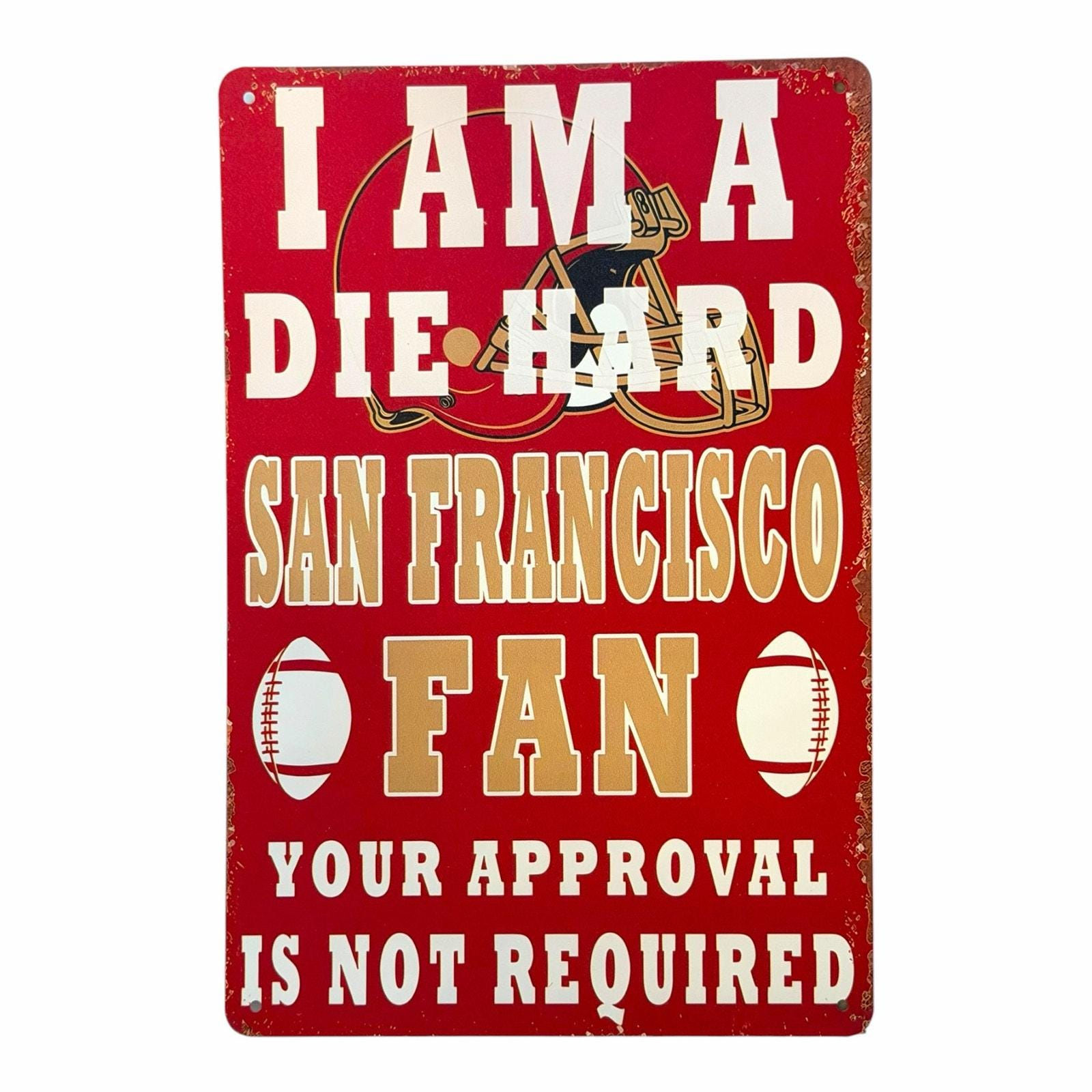 San Francisco Football Sign, 8x11 Metal Sign, Die Hard Football Fan Sign, Red