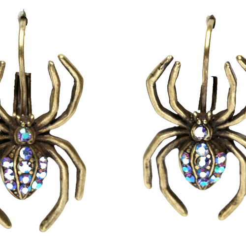 KIRKS FOLLY MAGIC SPIDER LEVERBACK EARRINGS - brasstone