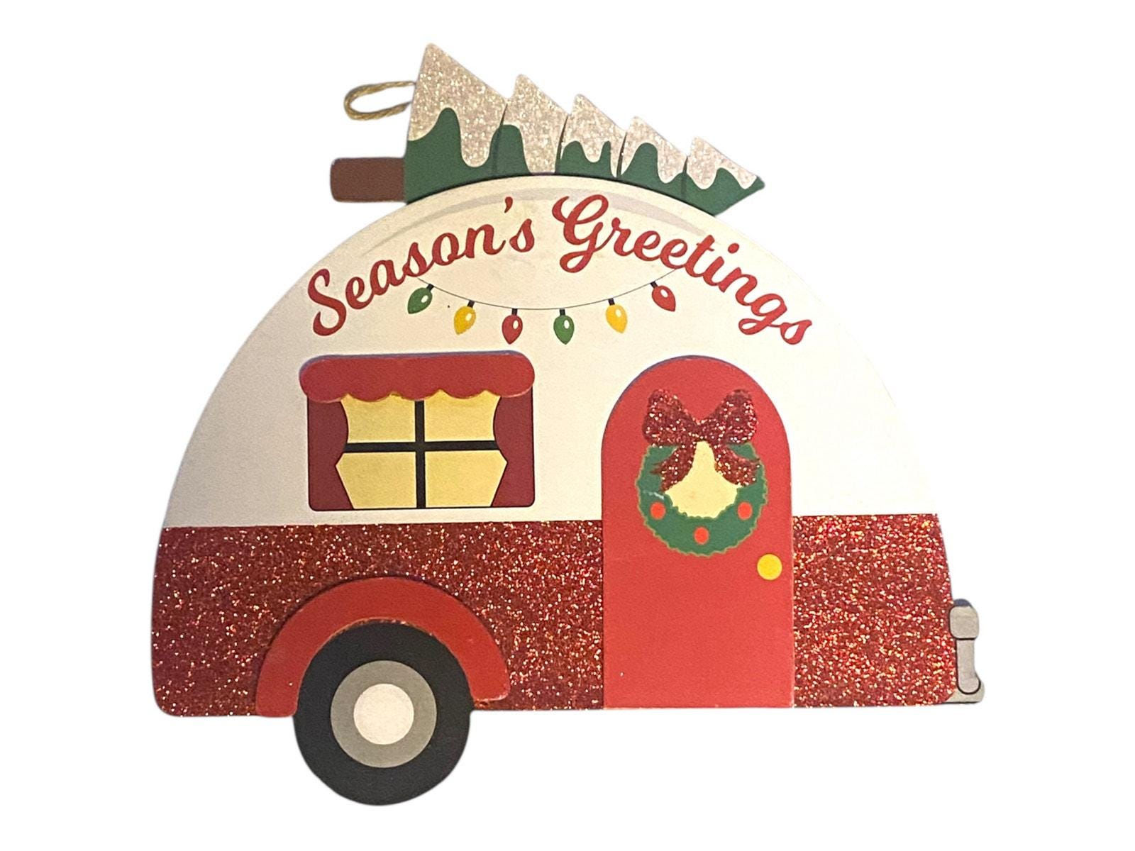 Christmas Camper Decor | Season’s Greetings Holiday Decor | Farmhouse Christmas