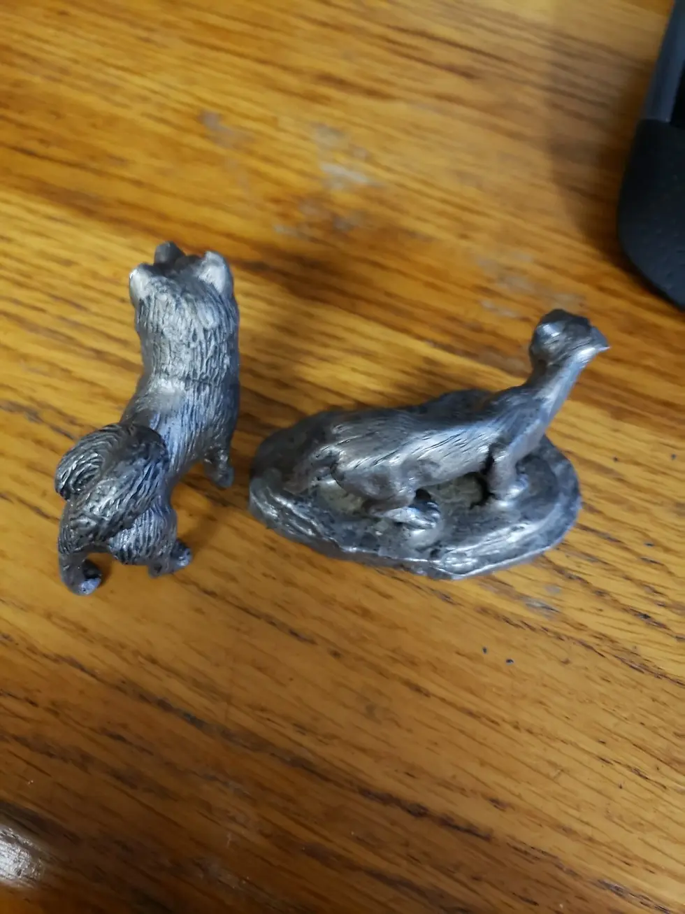 Thumbnail: Vtg Ricker Pewter Cougar & Dog Figurines