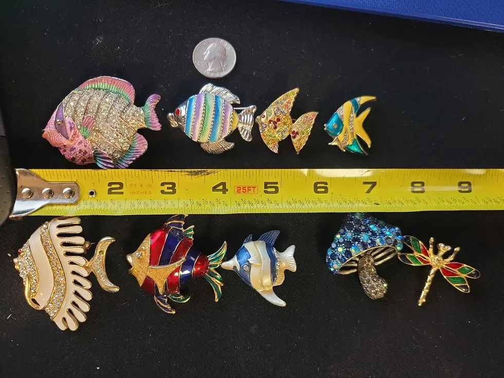 Thumbnail: Lot 9 Vtg Fish Motif Costume Jewelry Pins