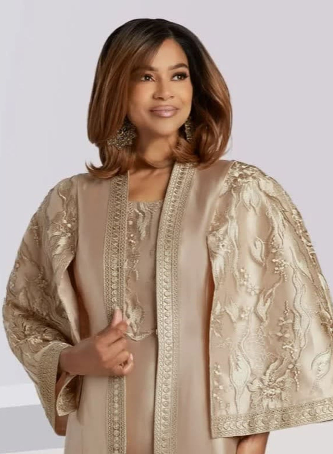 Donna Vinci 5833 Couture, LT. GOLD, 2PC. DRESS/JACKET