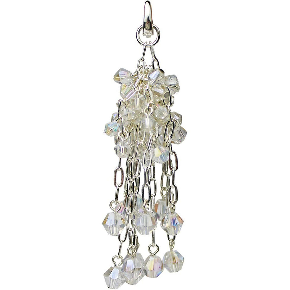 Thumbnail: Kirks Folly Crystal Chandelier Open Ring Charm sterling silvertone