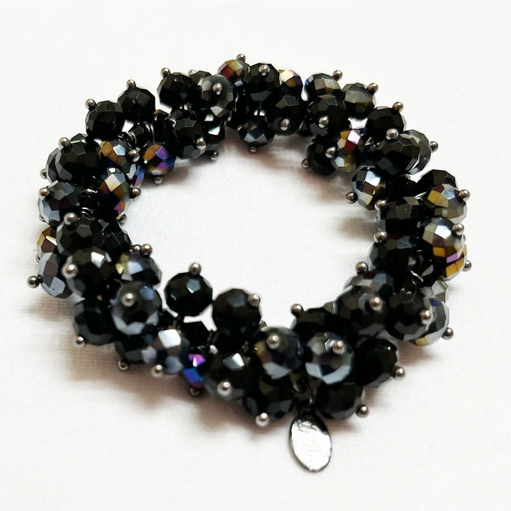 Kirks Folly DANCING CRYSTAL STRETCH BRACELET black magic 7-1/4" gunmetal