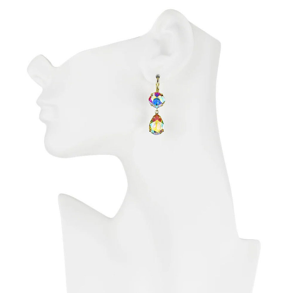 Thumbnail: Kirks Folly Goddess Leverback Earrings goldtone / crystal ab