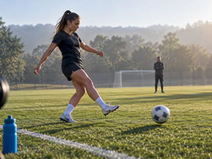 Athlete performing soccer drill for recruiting footage