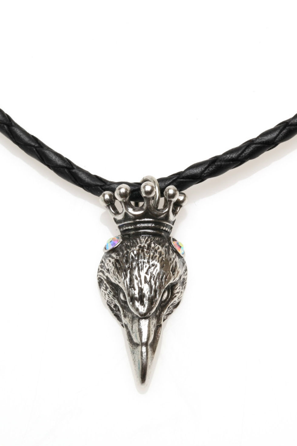 Thumbnail: KIRKS FOLLY NEVERMORE RAVEN KING CORD NECKLACE antique silvertone