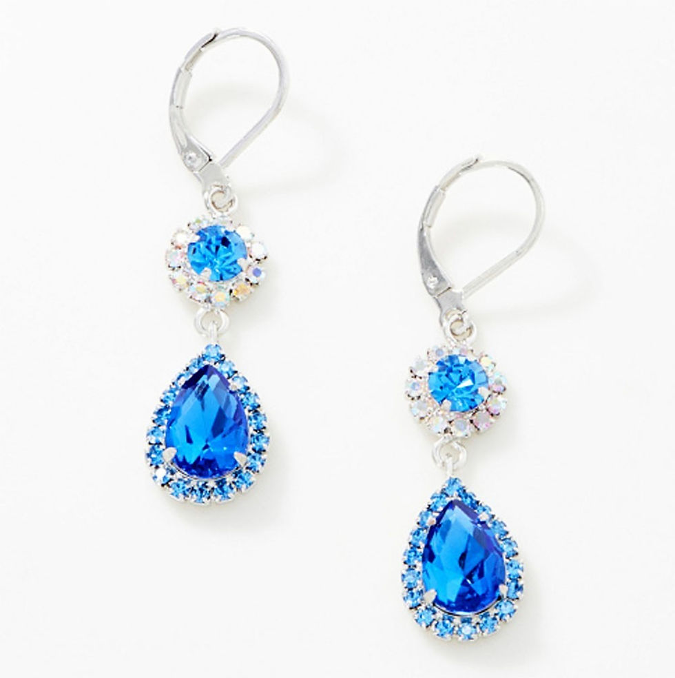 Thumbnail: Kirks Folly BEBE DREAMY DROP LEVERBACK EARRINGS - BLUE / silvertone