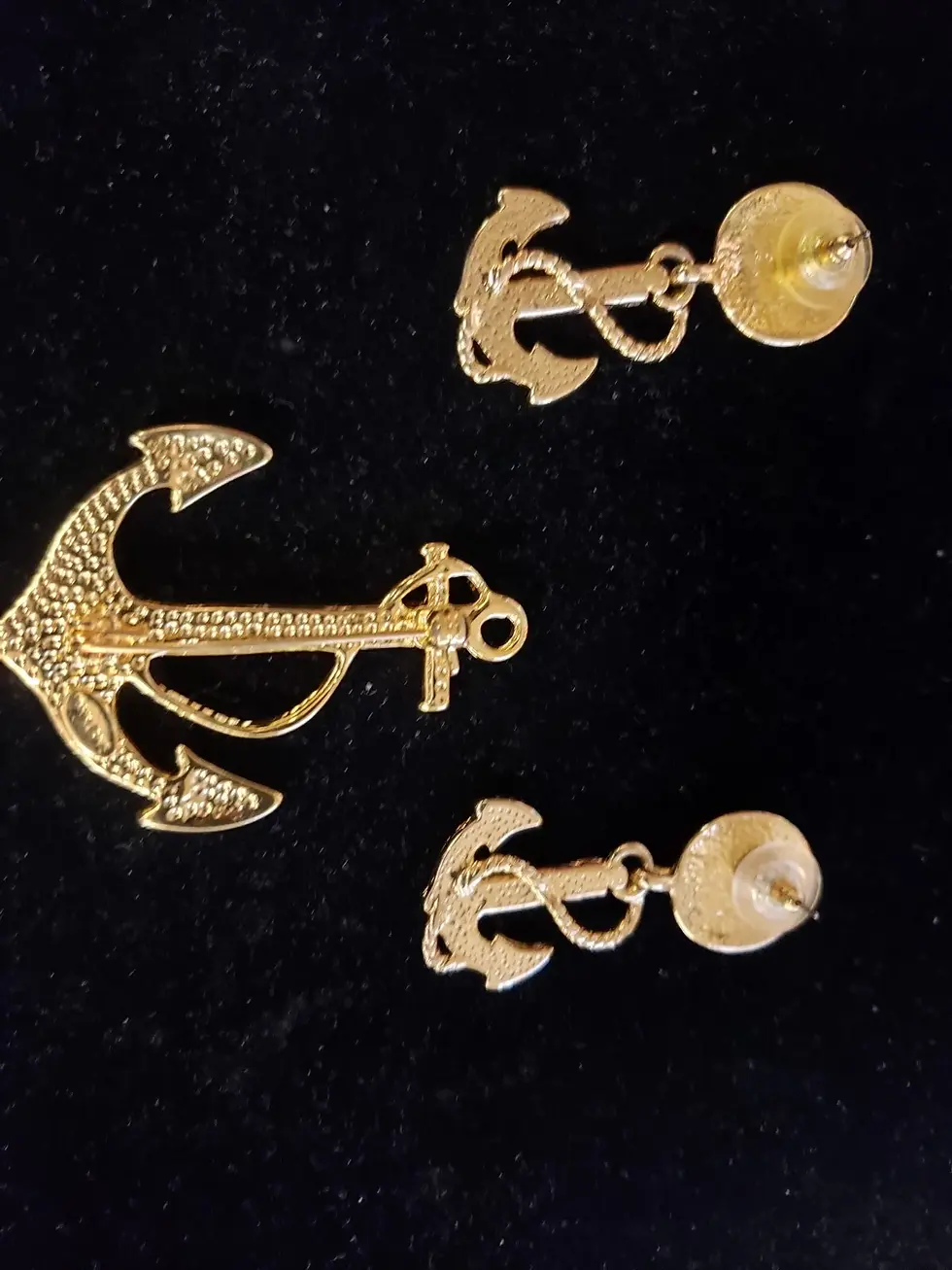 Thumbnail: Enamel Nautical Anchor Earrings & Brooch