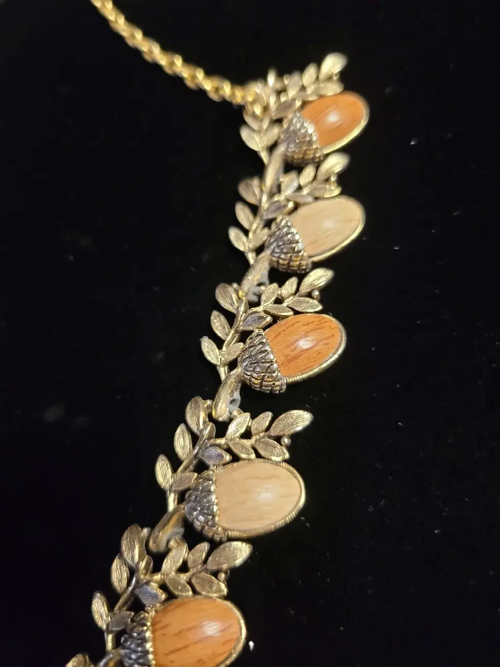 Thumbnail: Vintage Coro 1950s Gold Resin Acorn Choker