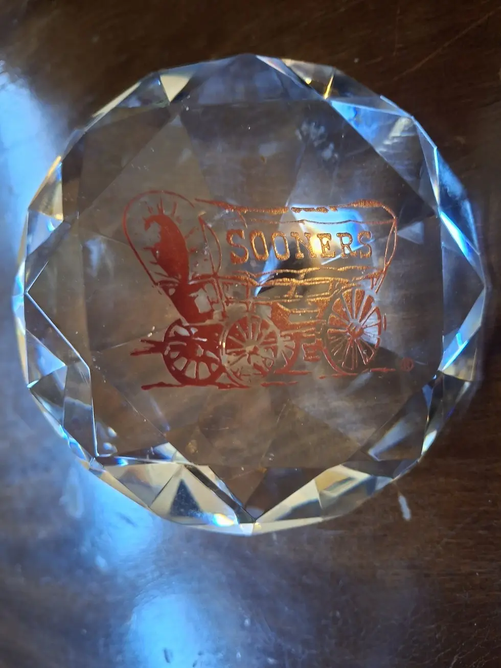 Oklahoma Sooners glass diamond shape Paper Weight College Football NCAA not nfl