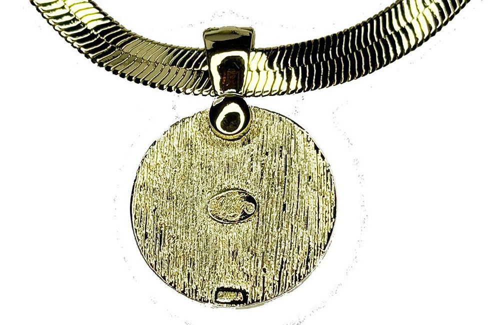 Thumbnail: Kirks Folly Venus Seaview Moon Foldover on Herringbone Necklace goldtone