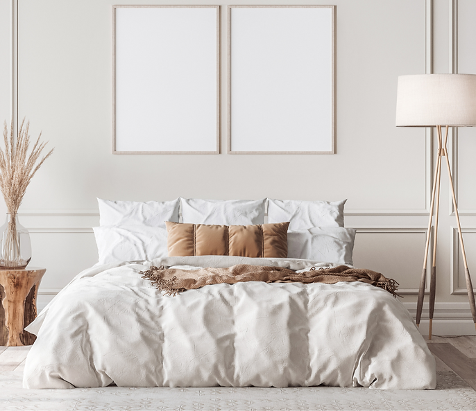 טקסטיל בהיר בחדר שינה