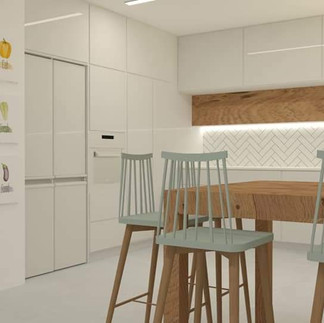 מטבח לבן בשילוב עץ