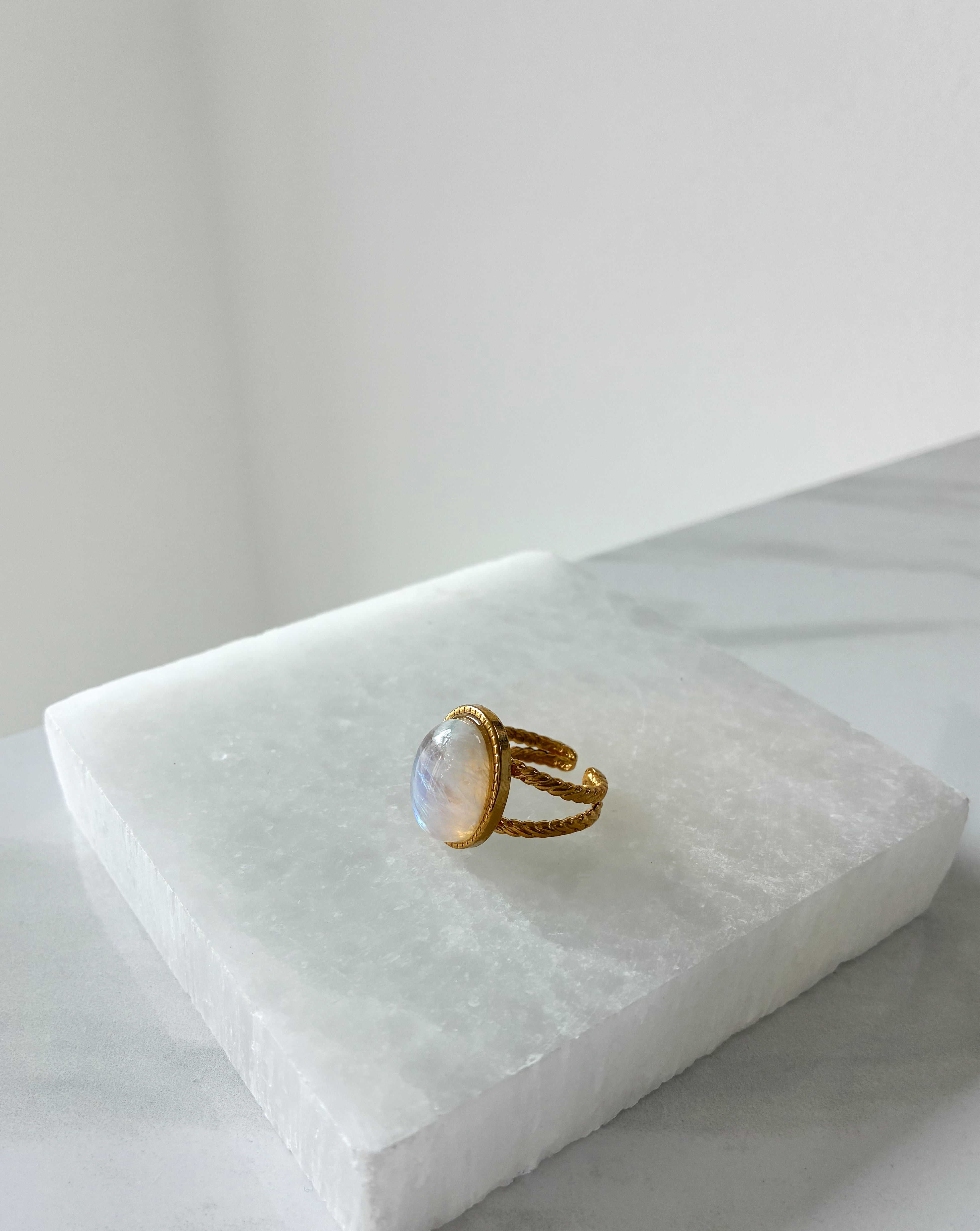 Oval Moonstone Adjustable Ring