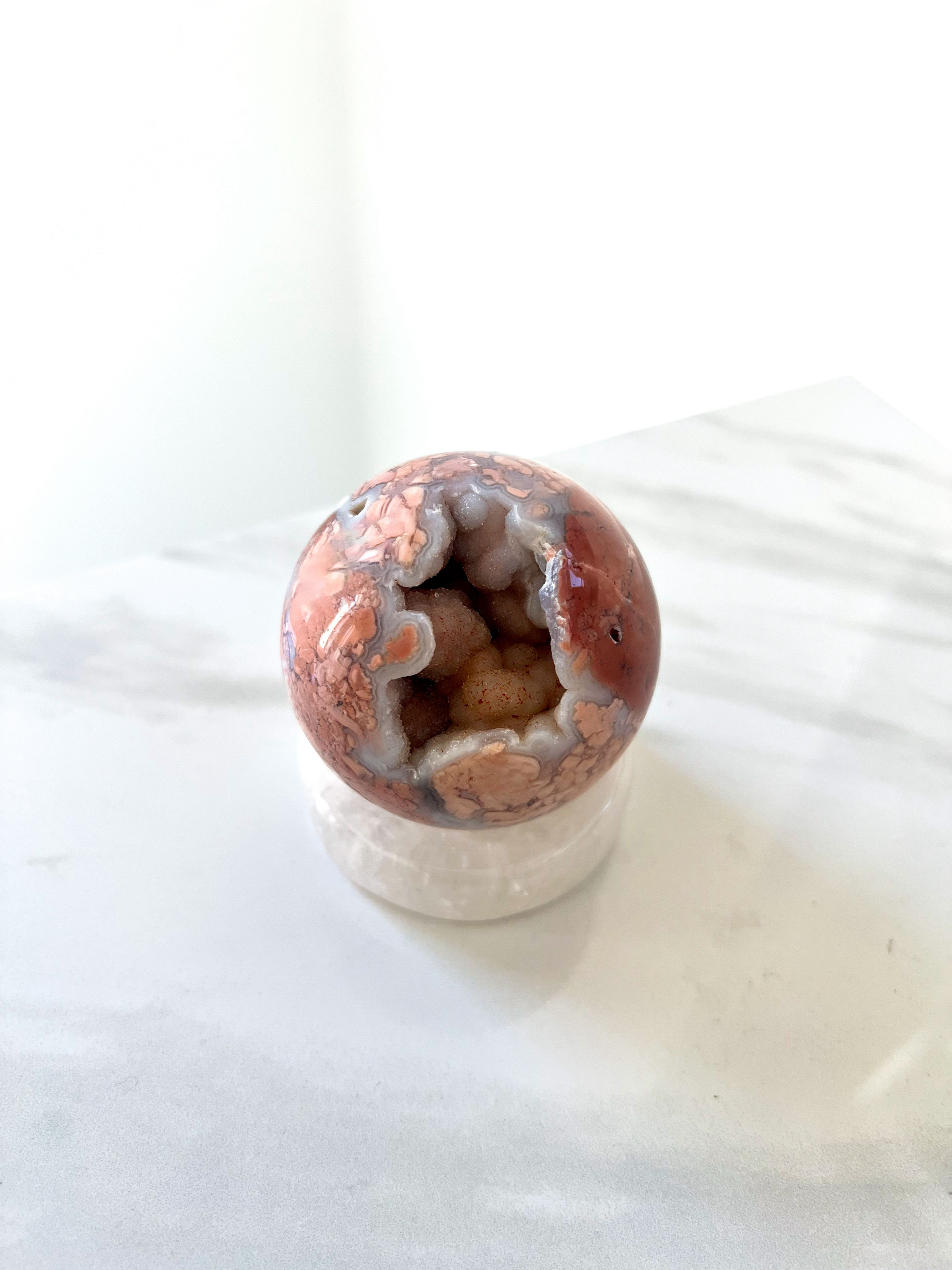Pink Agate Druzy Sphere