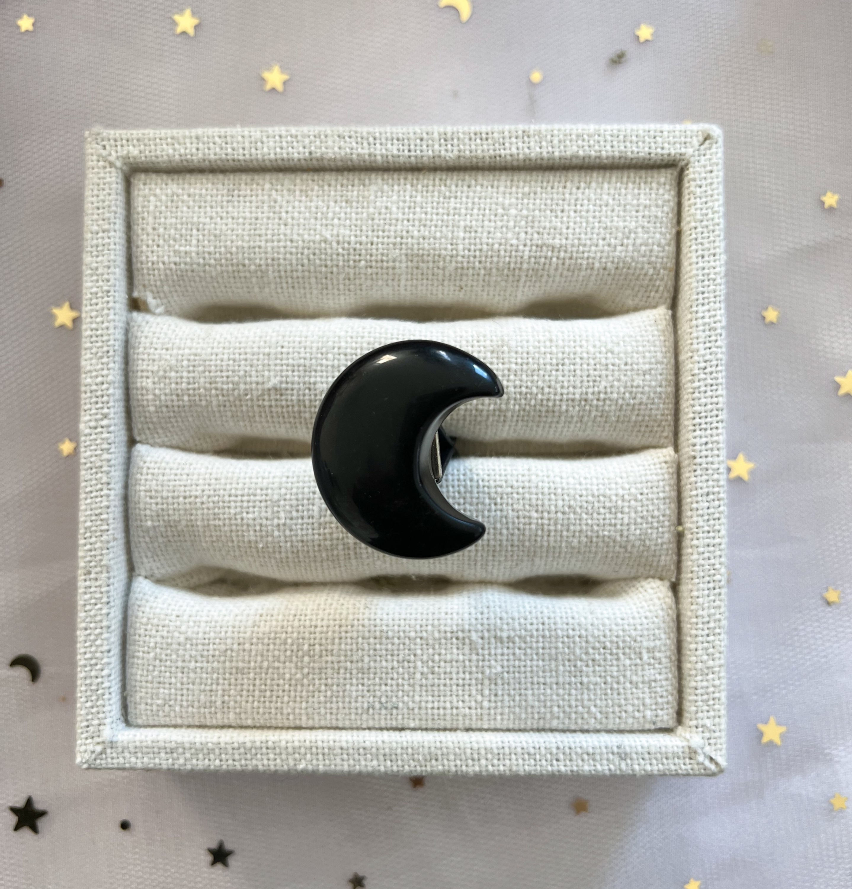 Obsidian Crescent Moon Car Crystal 