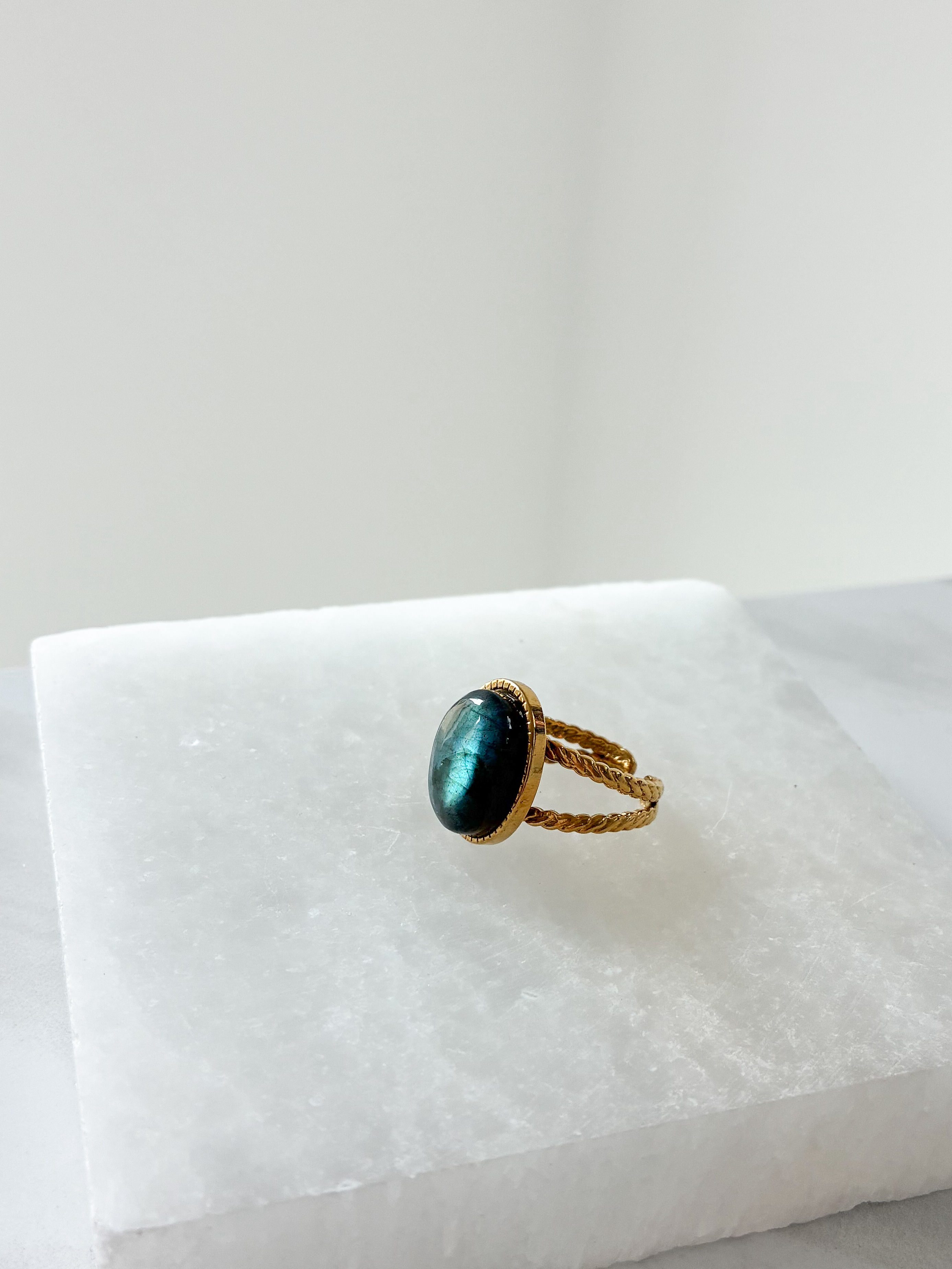 Oval Labradorite Adjustable Ring