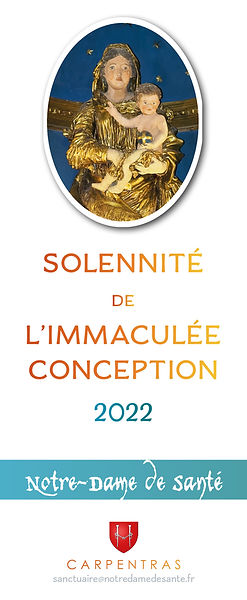 marque page de la Solennité de l'Immaculée Conception de la chapelle Notre-Dame de Santé à Carpentras