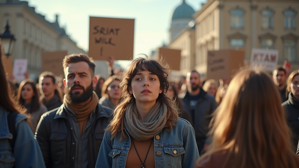 Eye-level view of a peaceful protest advocating for human rights