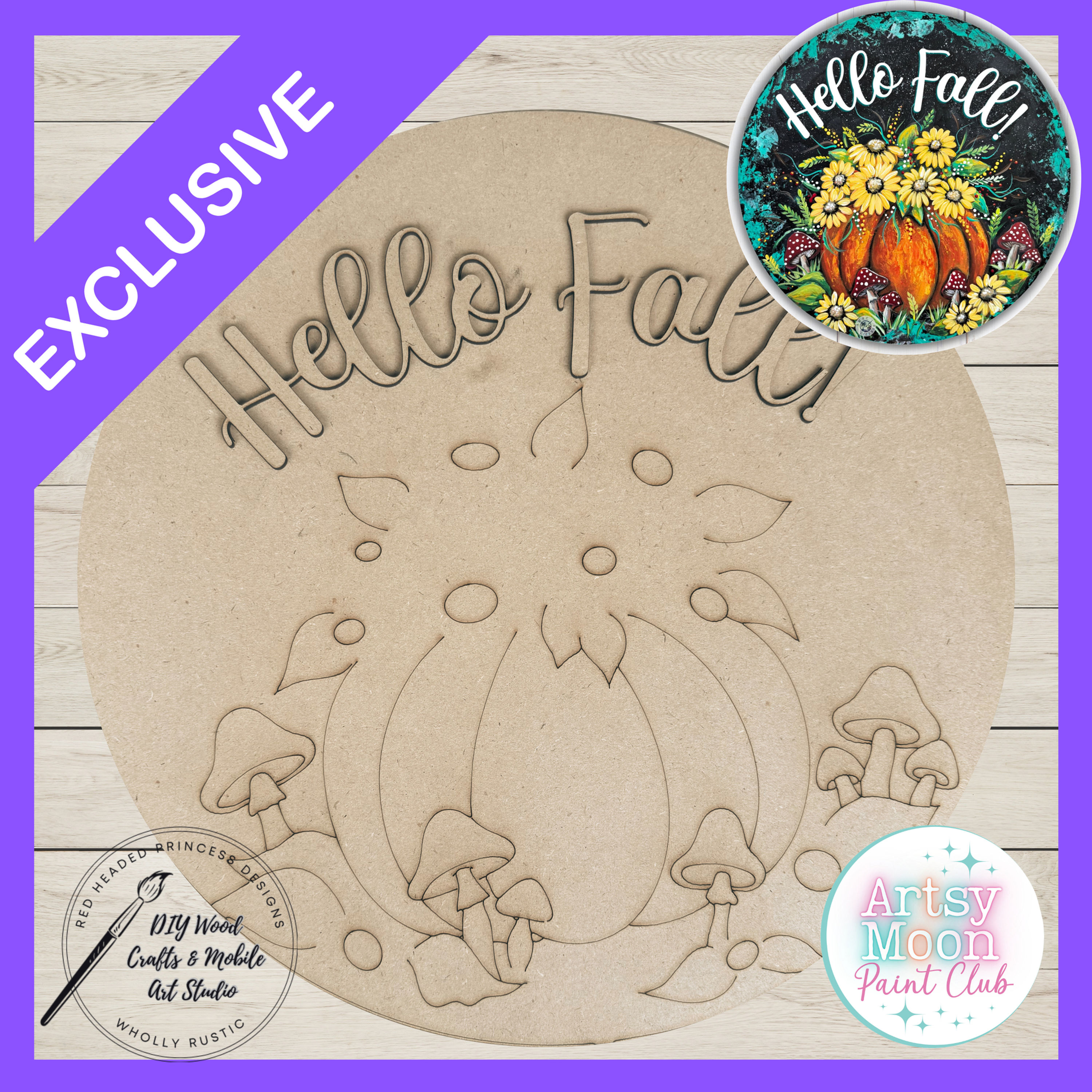 Exclusive Artsy Moon Pumpkins Bouquet Door Hanger 