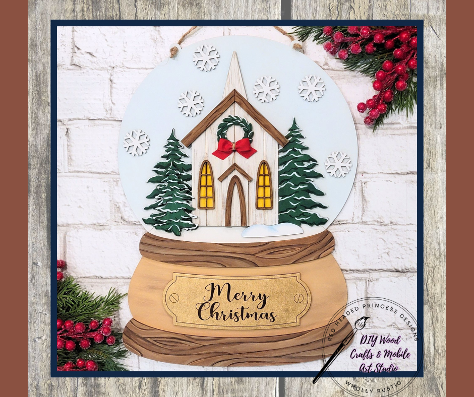 Rustic Church Snowglobe Door Hanger Kit!