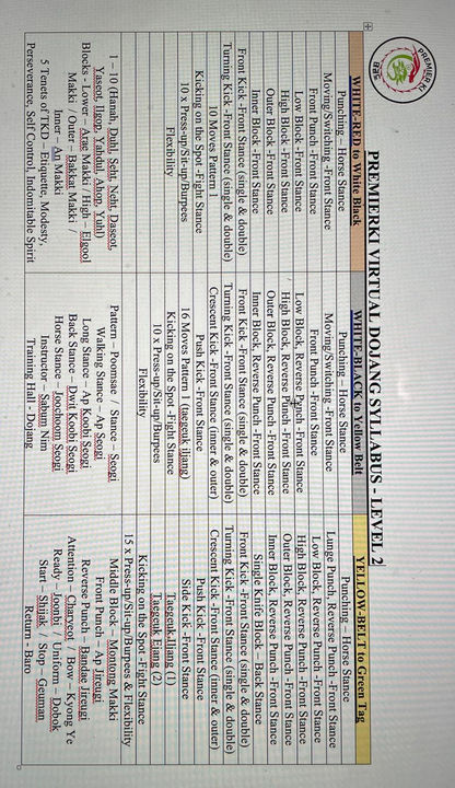 PremierKi Syllabus Level 1