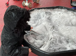 Using whisks to make frothy bubbles