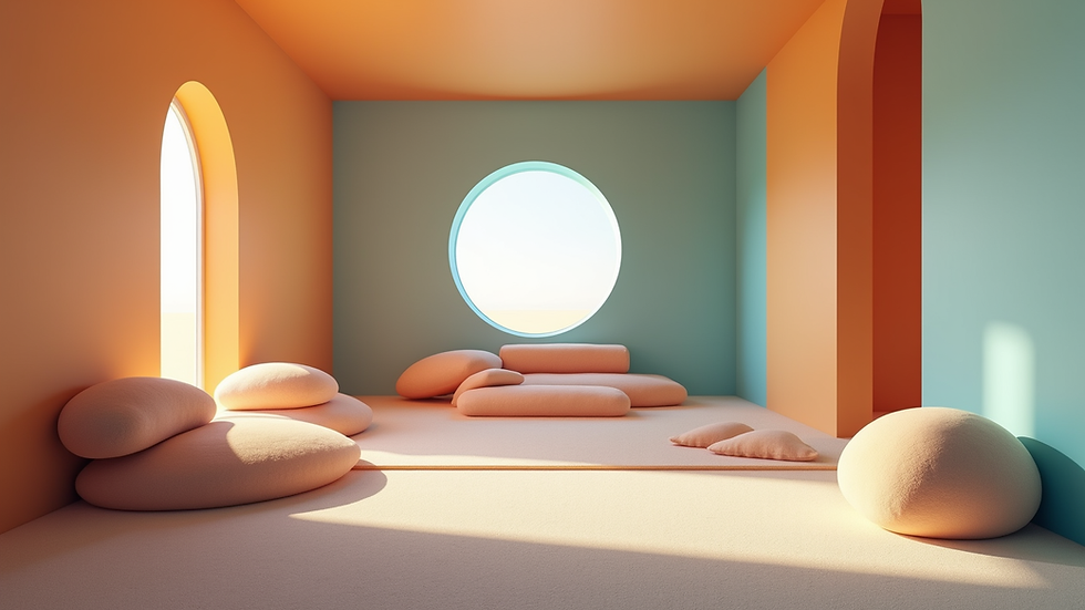 Eye-level view of a sensory room filled with calming colors and textures