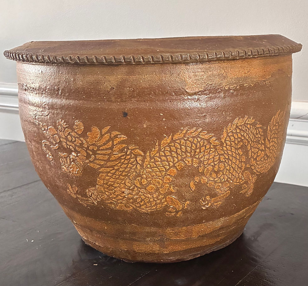 Thumbnail: Vintage Glazed Earthenware Dragon Planter