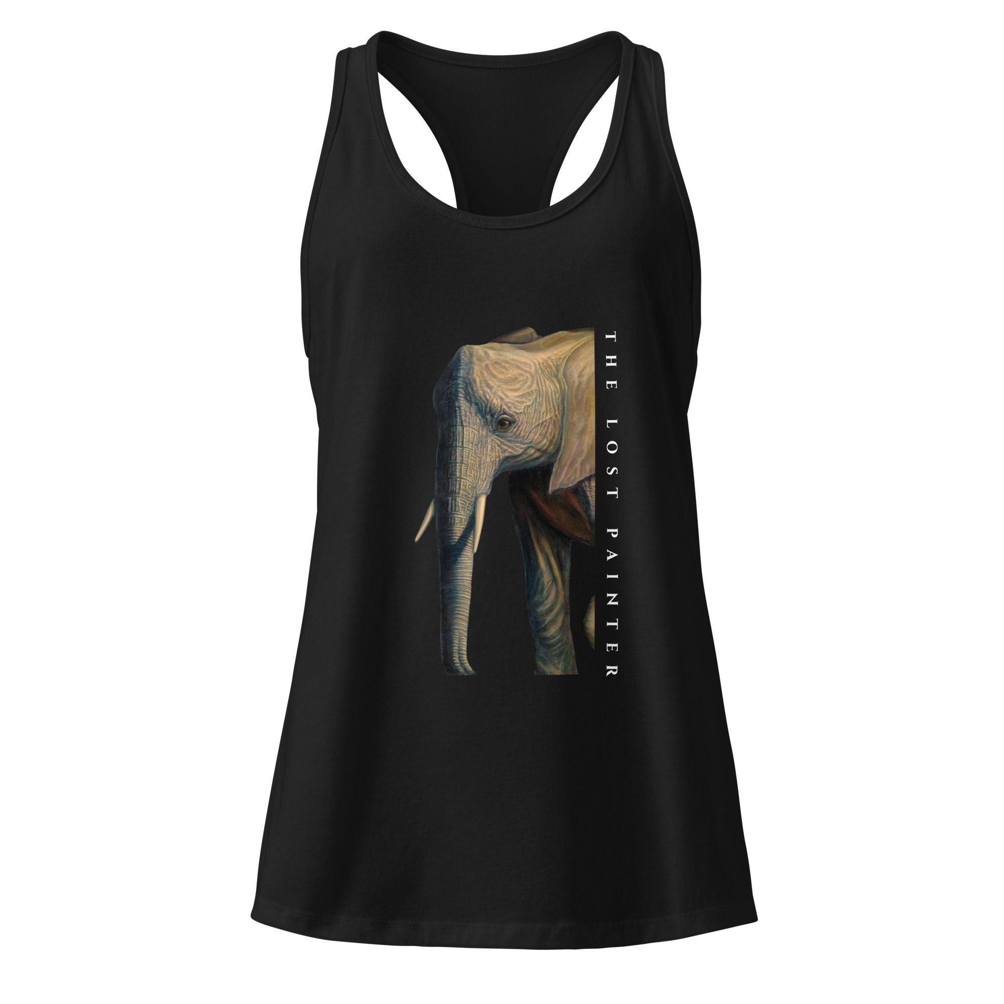 Jetta the Elephant on a Women’s Fitted Racerback Tank Top