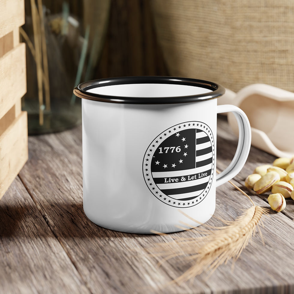 Enamel Camp Cup 12oz 1776 Live and Let Live Betsy Ross Flag American Camping Mug