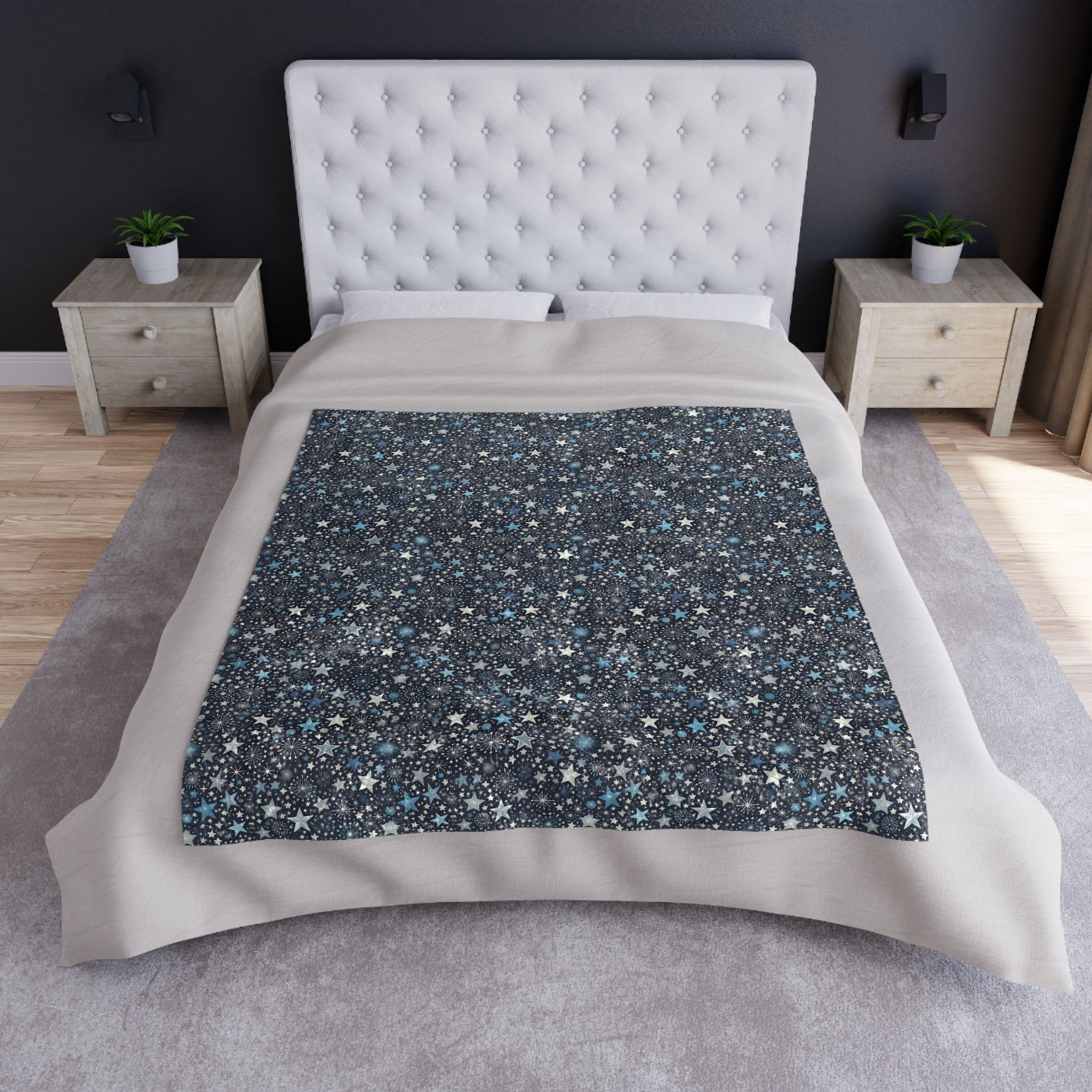 Cozy Starry Night Crushed Velvet Blanket