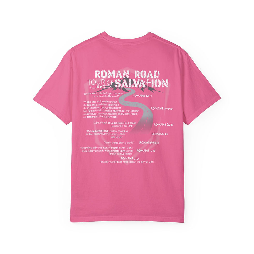 Thumbnail: Roman Road Tour of Salvation Design – Scripture Path Unisex Garment-Dyed T-Shirt
