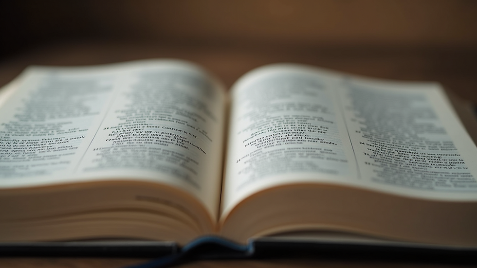 Close-up of an open Bible with a highlighted verse