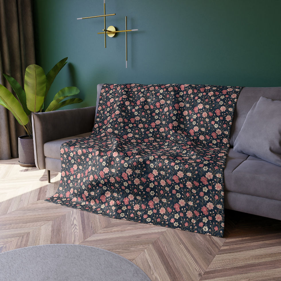 Thumbnail: Crushed Velvet Blanket – Cherry Blossom Elegance