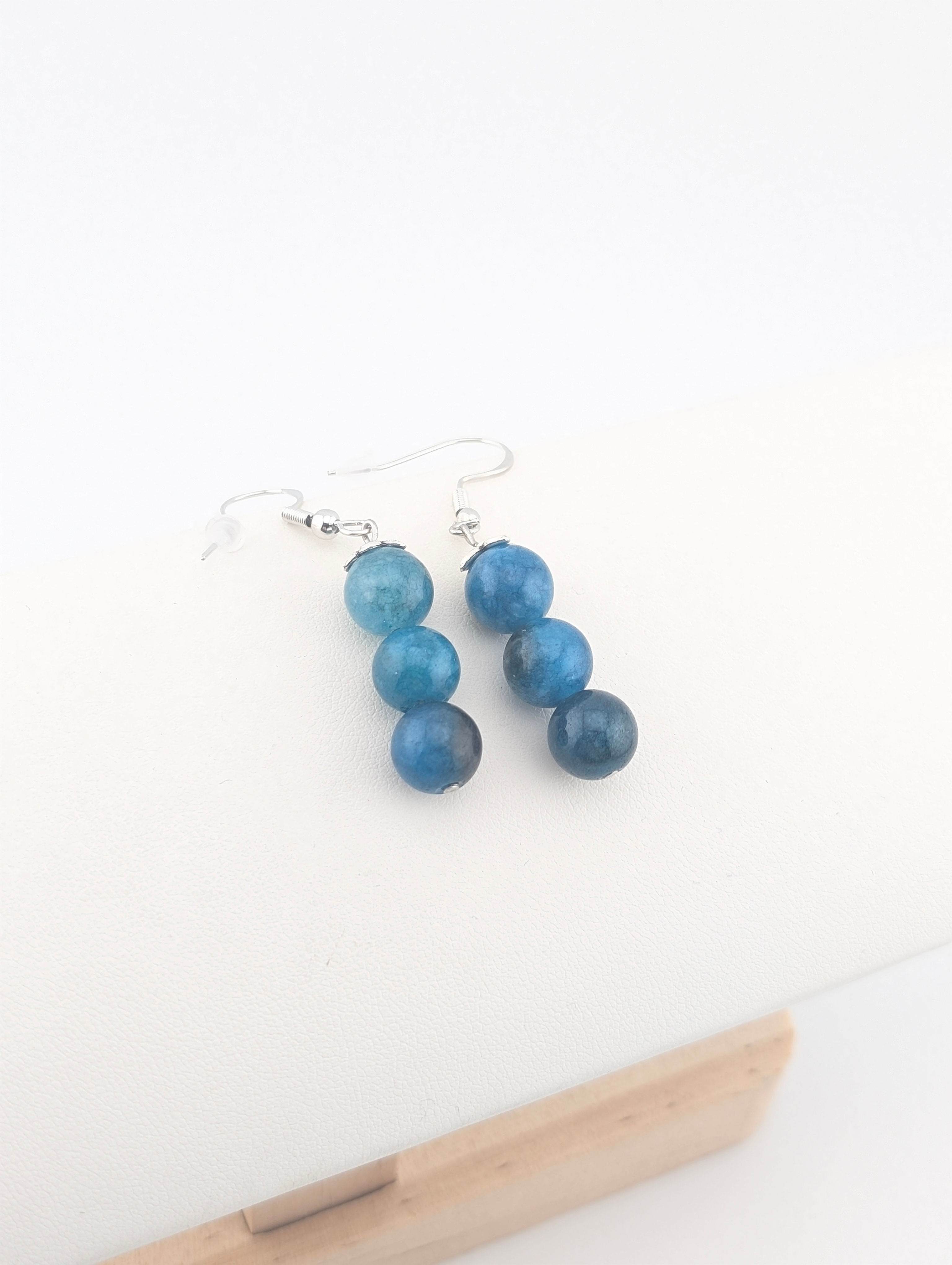 Boucles d'oreilles apatite bleue 