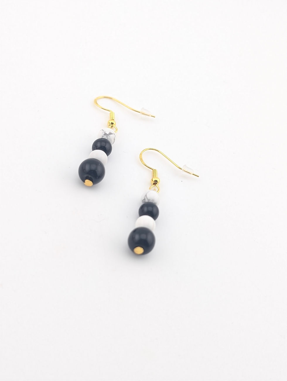 Miniature : Boucles d'oreilles obsidienne howlite 