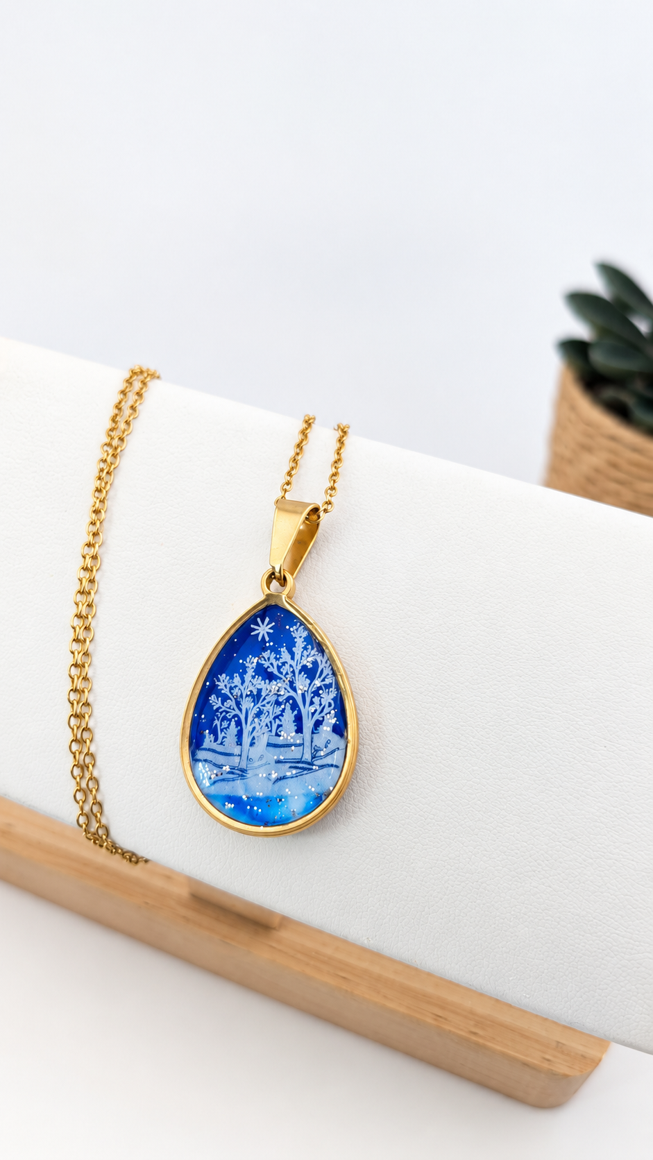Pendentif Paysage d’hiver – Arbres sous les étoiles