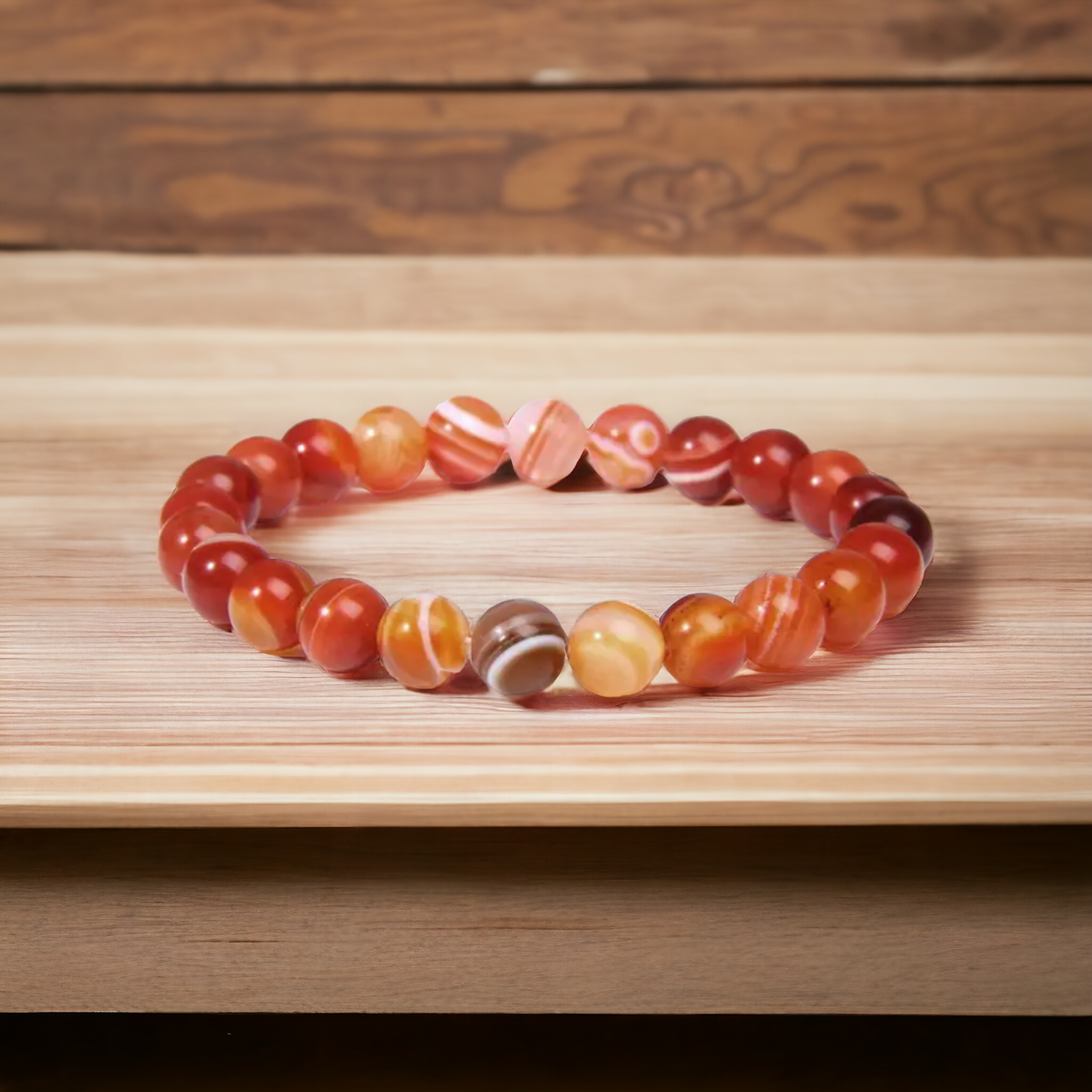 Perles agate rouge rayé