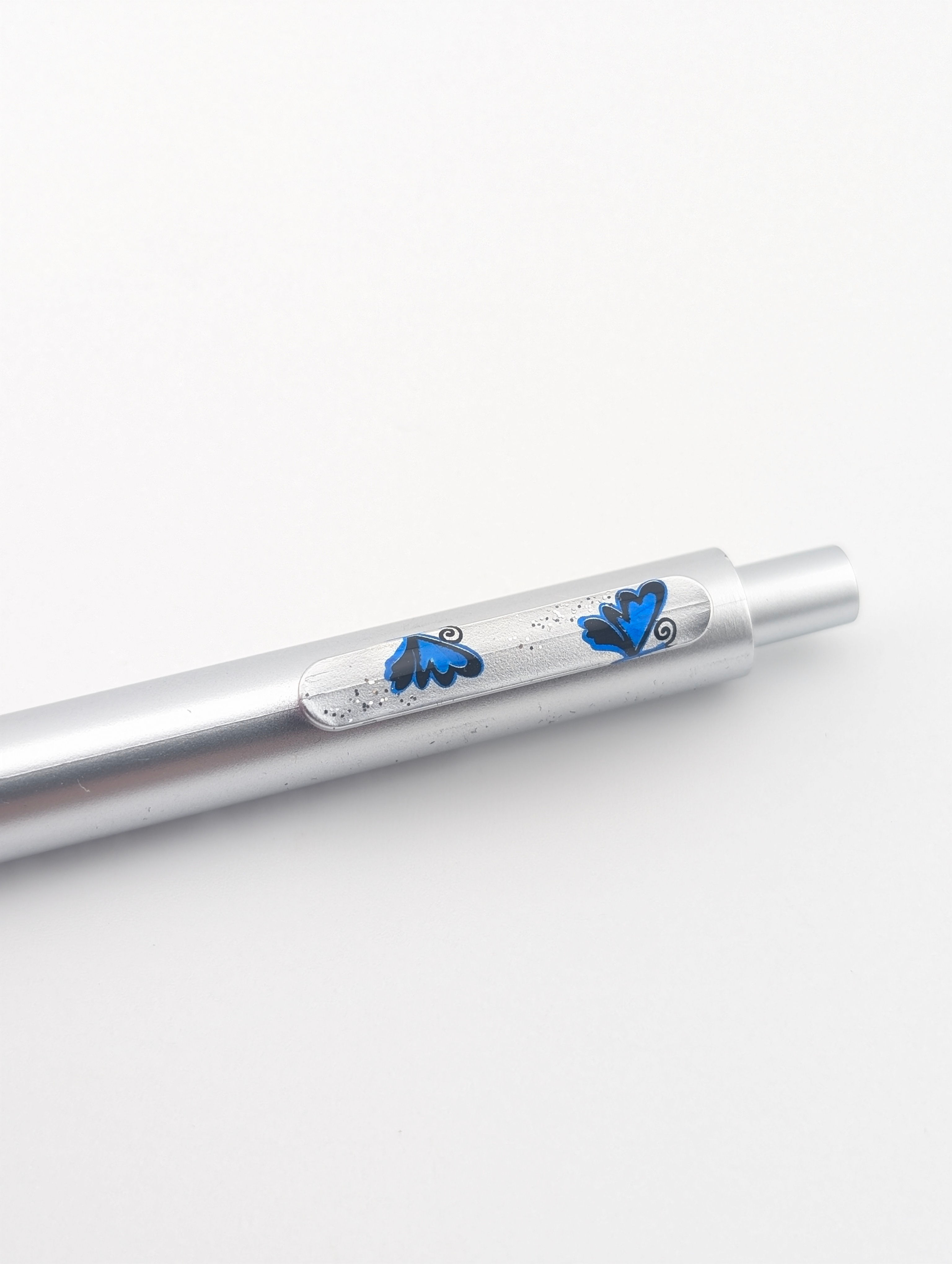 Stylo silver duo papillon bleus