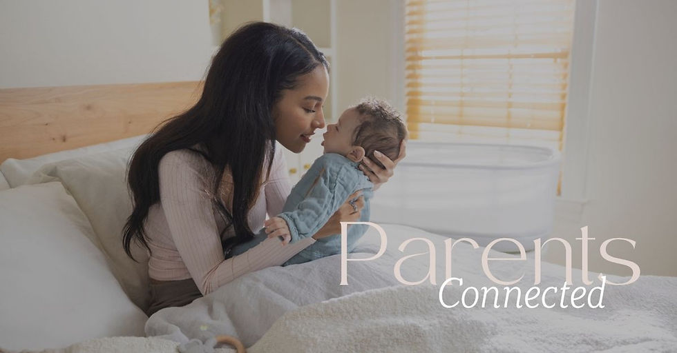 mum holding a baby, parents connected