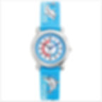 Montre pédagogique enfant bleue pour fille ou garçon avec motifs dauphin en relief sur le bracelet
