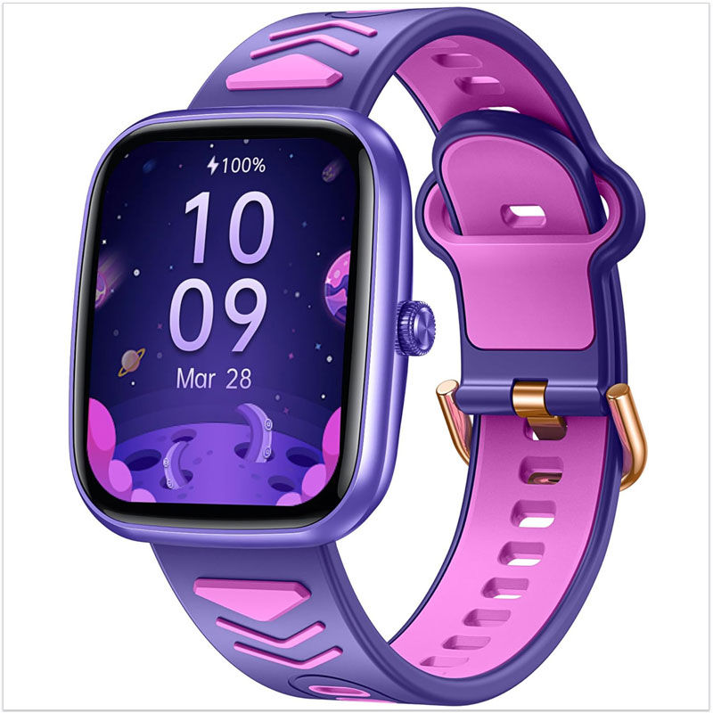 Montre connectée enfant violette et rose pour fillette âgée de 6 à 12 ans