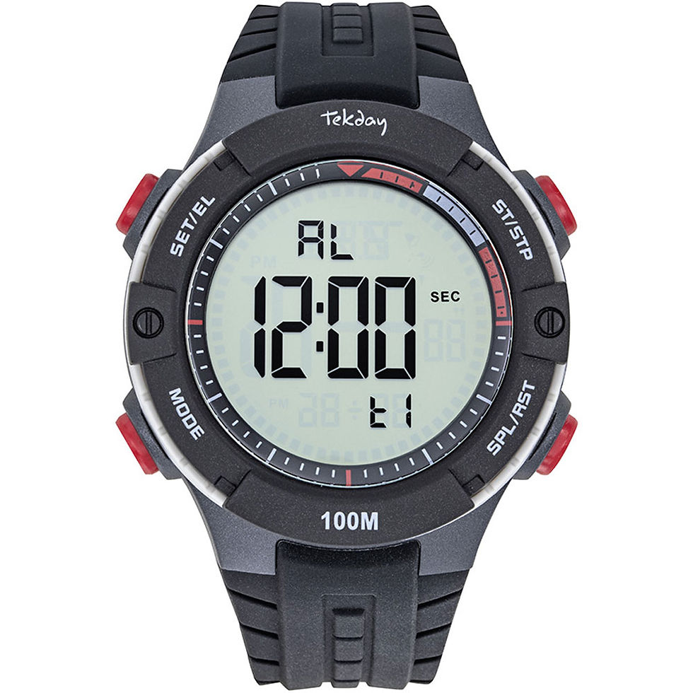 Montre digitale homme noire étanche 100 mètres de marque Tekday avec gros chiffres bien lisibles