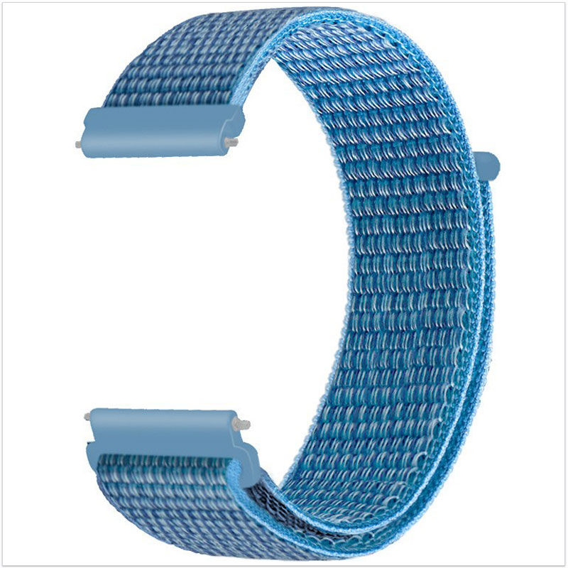 Bracelet montre connectée enfant bleu en nylon avec longueur facilement ajustable par scratch velcro