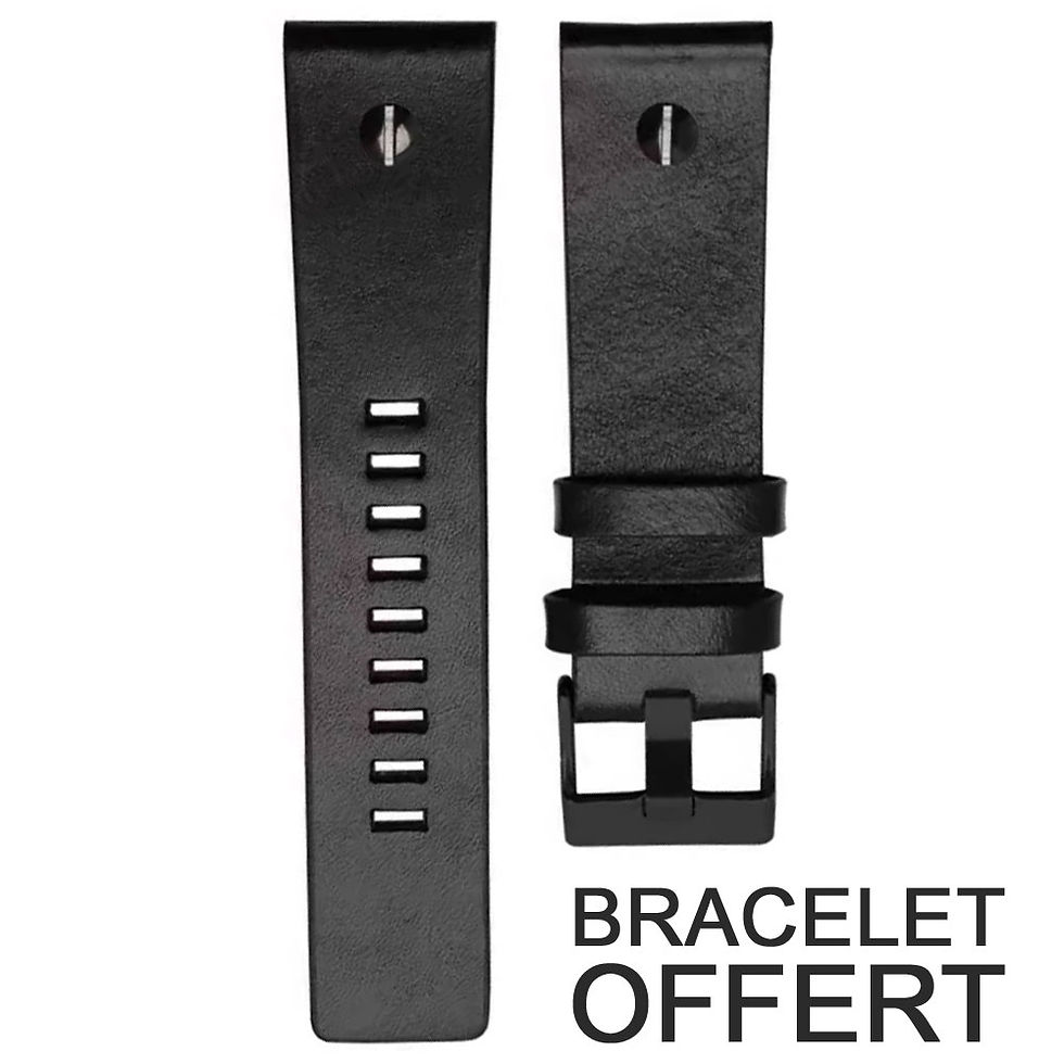 Miniature : Bracelet cuir noir 28 mm offert pour l'achat d'une montre oversize SWHT99-1NO