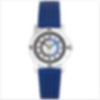 Montre garçon avec bracelet en cuir bleu et boitier rond en acier étanche 50 mètres